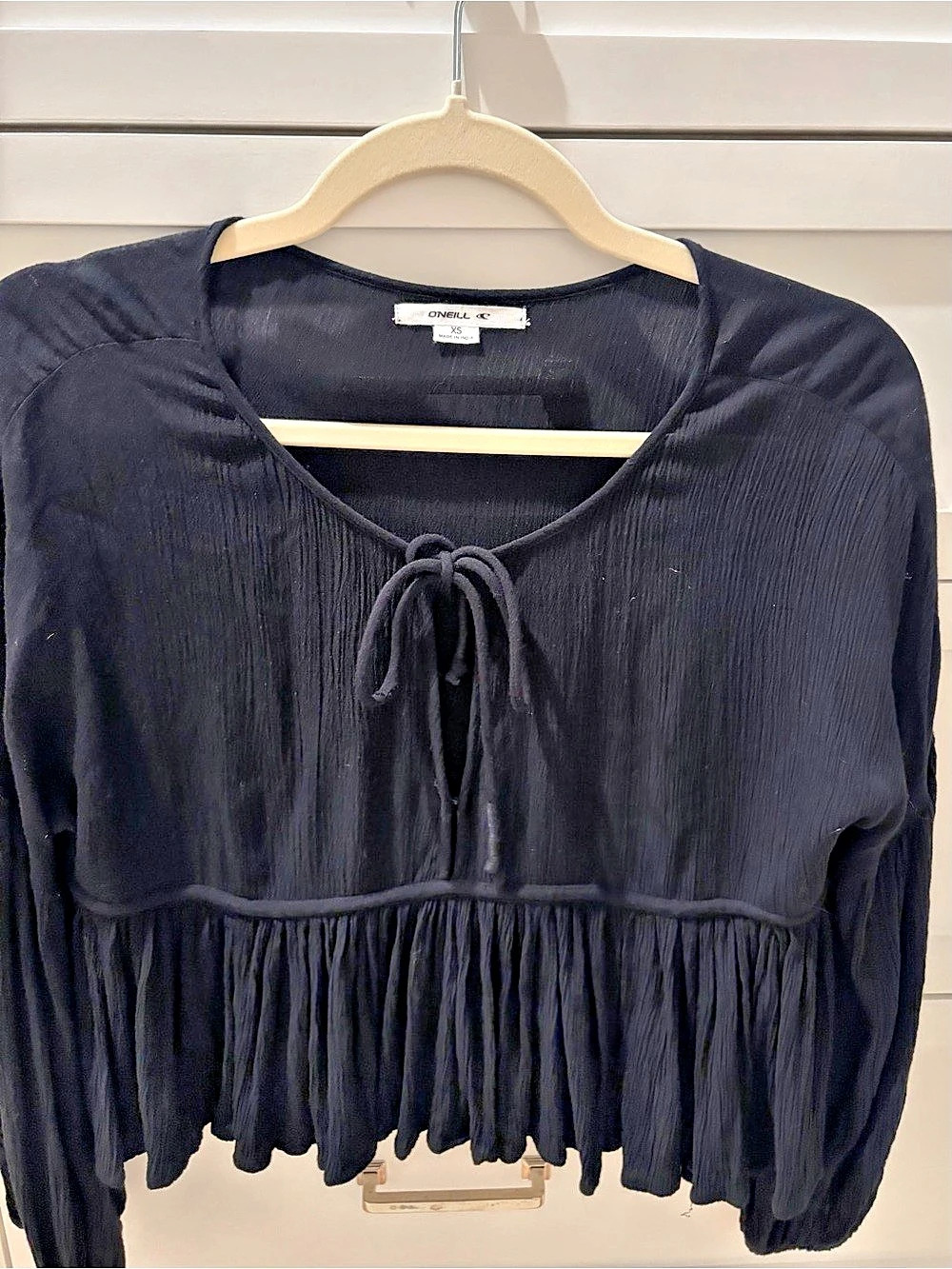 Long Sleeve Flowy Cropped Blouse